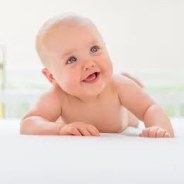 Detail of a baby's face during a styled studio portrait session